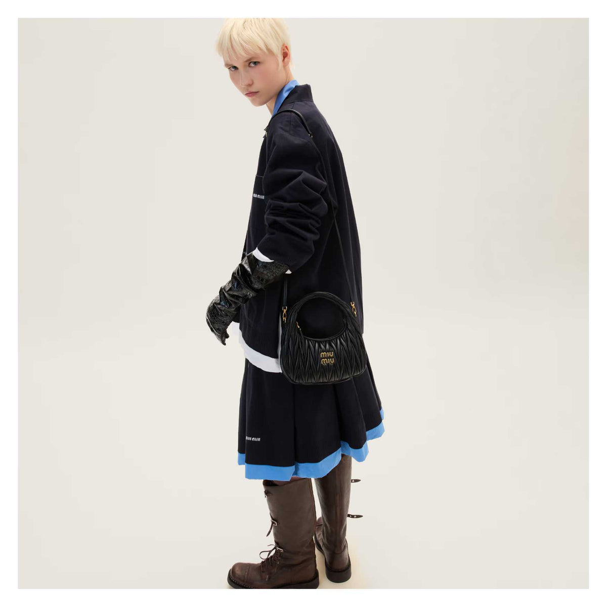 Wander matelassé nappa leather hobo bag