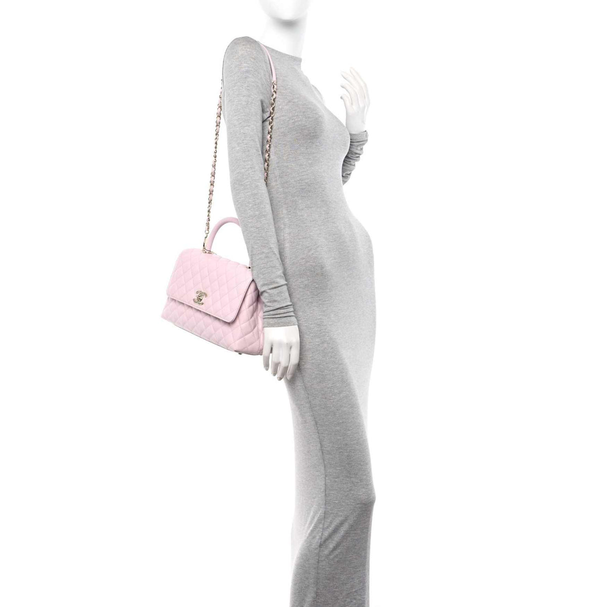 Caviar Coco Handle Flap Light Pink