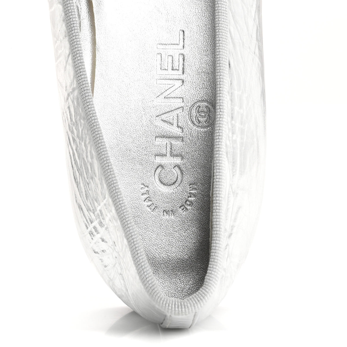 Chanel Metallic Silver Ballet Flat