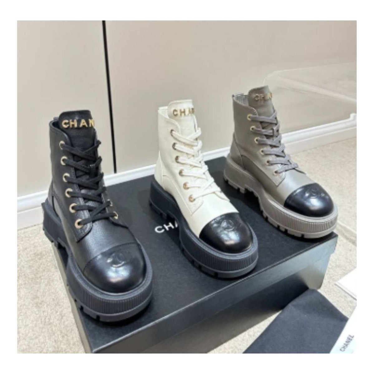 Chanel Black Combat Boots