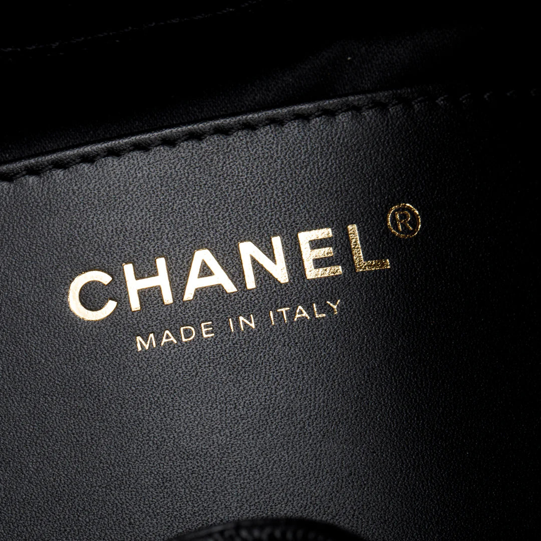 Chanel Black Caviar Leather 25 Small Bucket Bag
