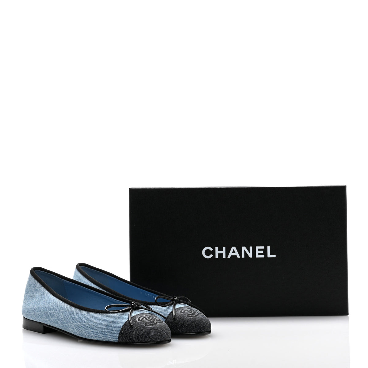 Chanel Light Blue Dark Grey Ballet Flat