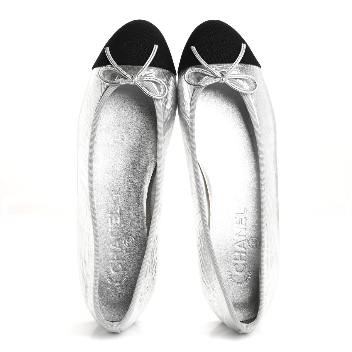 Chanel Metallic Silver Ballet Flat