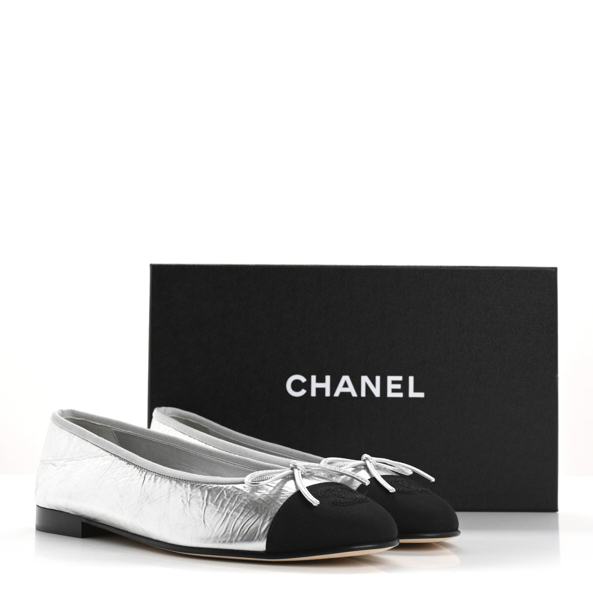 Chanel Metallic Silver Ballet Flat