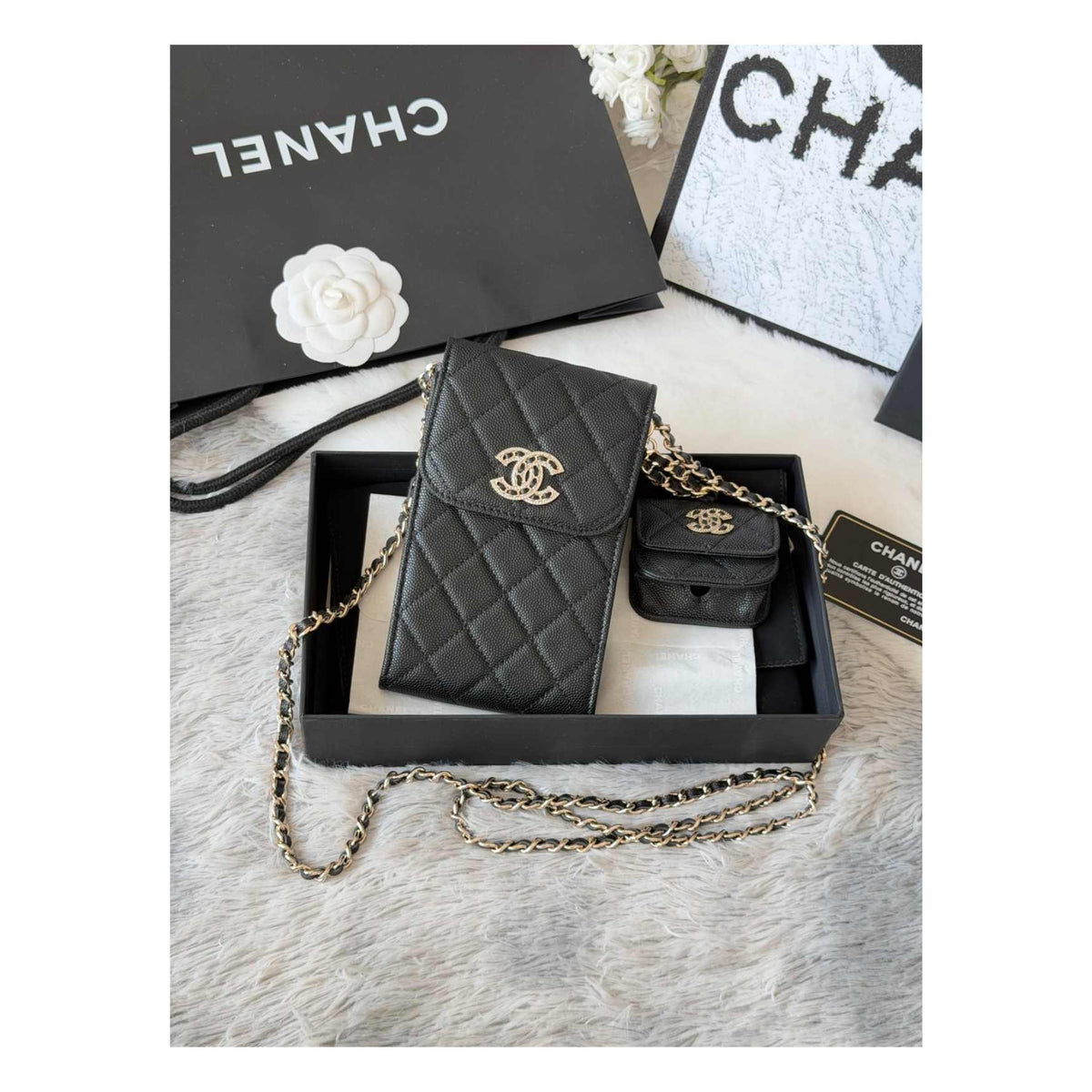 CC Phone Clutch with Pouch Gold Hardware