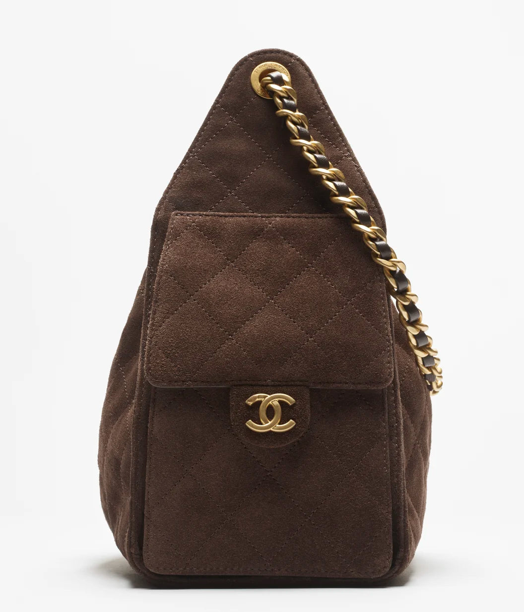 Chanel Small 25 Hobo Bag Brown Suede