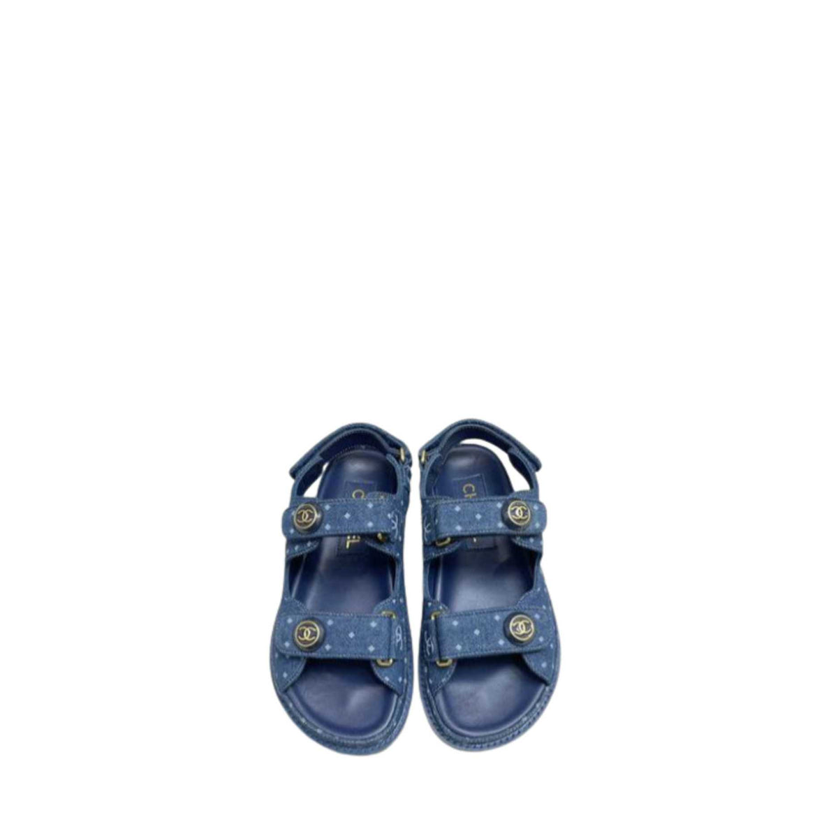 dark blue Printed Denim C Sandals