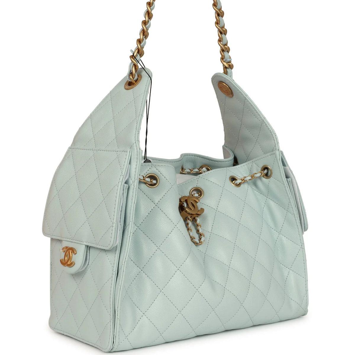 Chanel Small 25 Hobo Bag Light Blue Caviar