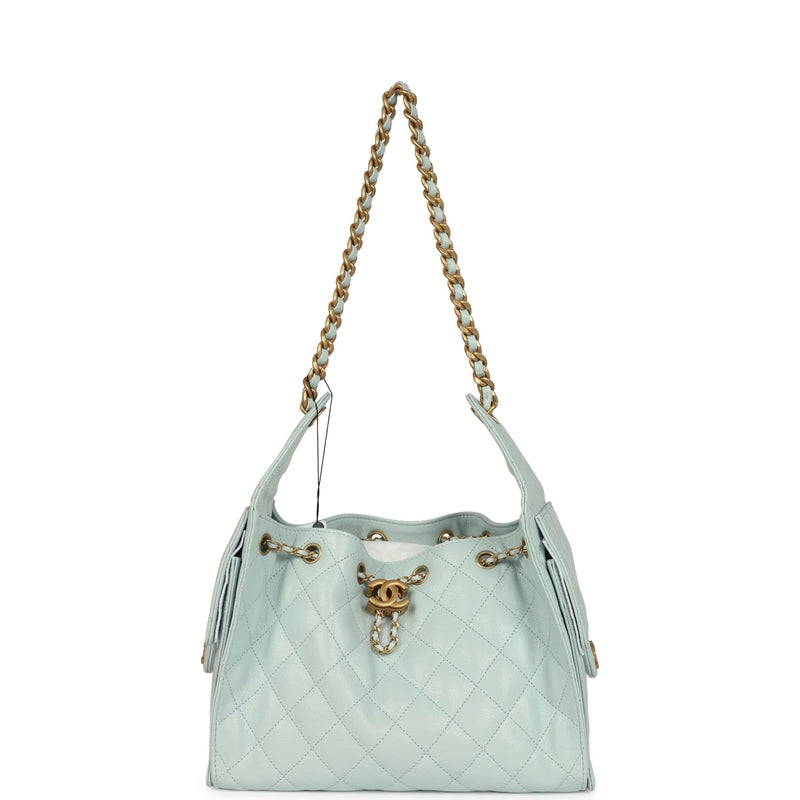 Chanel Small 25 Hobo Bag Light Blue Caviar