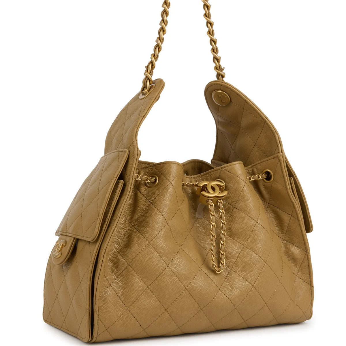 Chanel Small 25 Hobo Bag Dark Beige Caviar