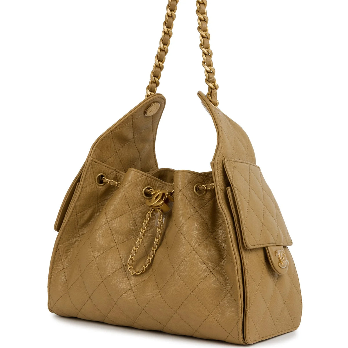 Chanel Small 25 Hobo Bag Dark Beige Caviar