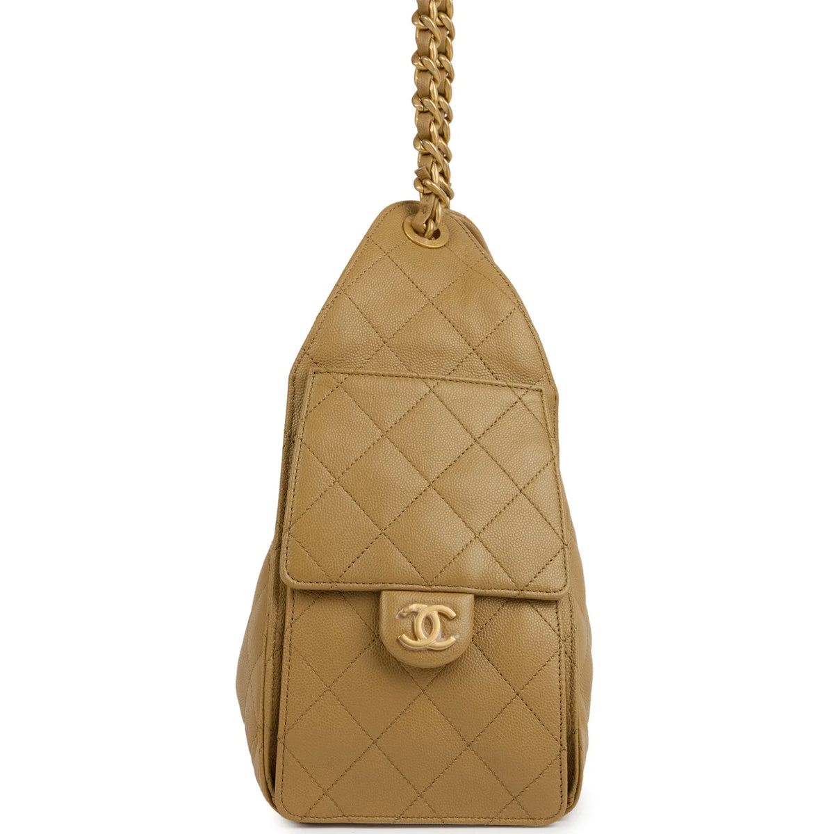 Chanel Small 25 Hobo Bag Dark Beige Caviar