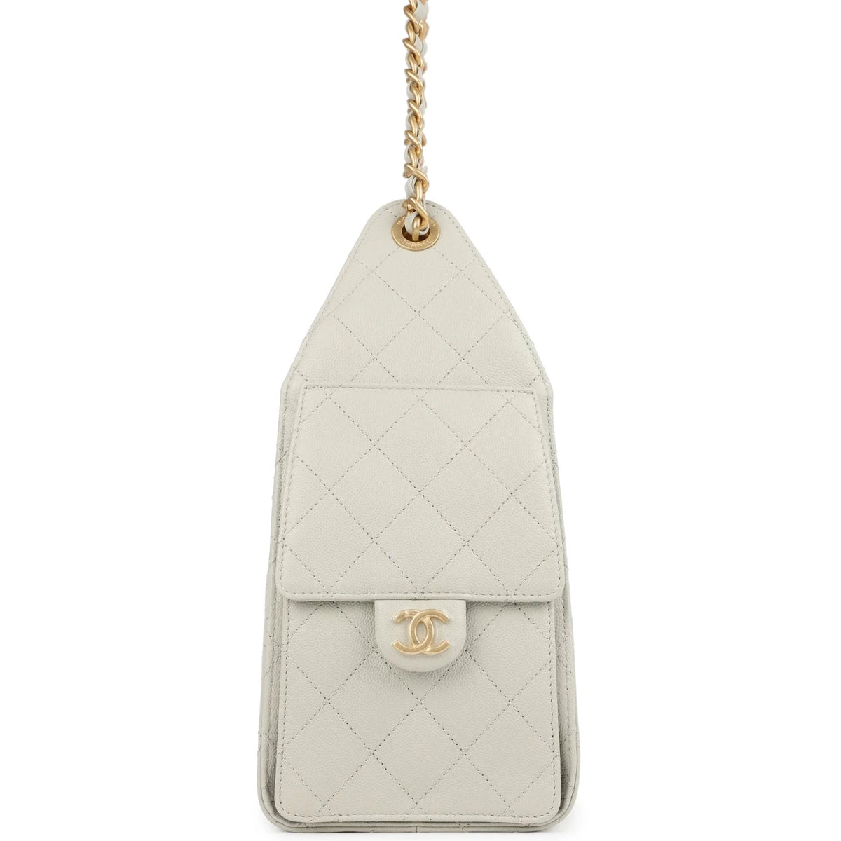 Chanel Small 25 Hobo Bag Light Grey Caviar