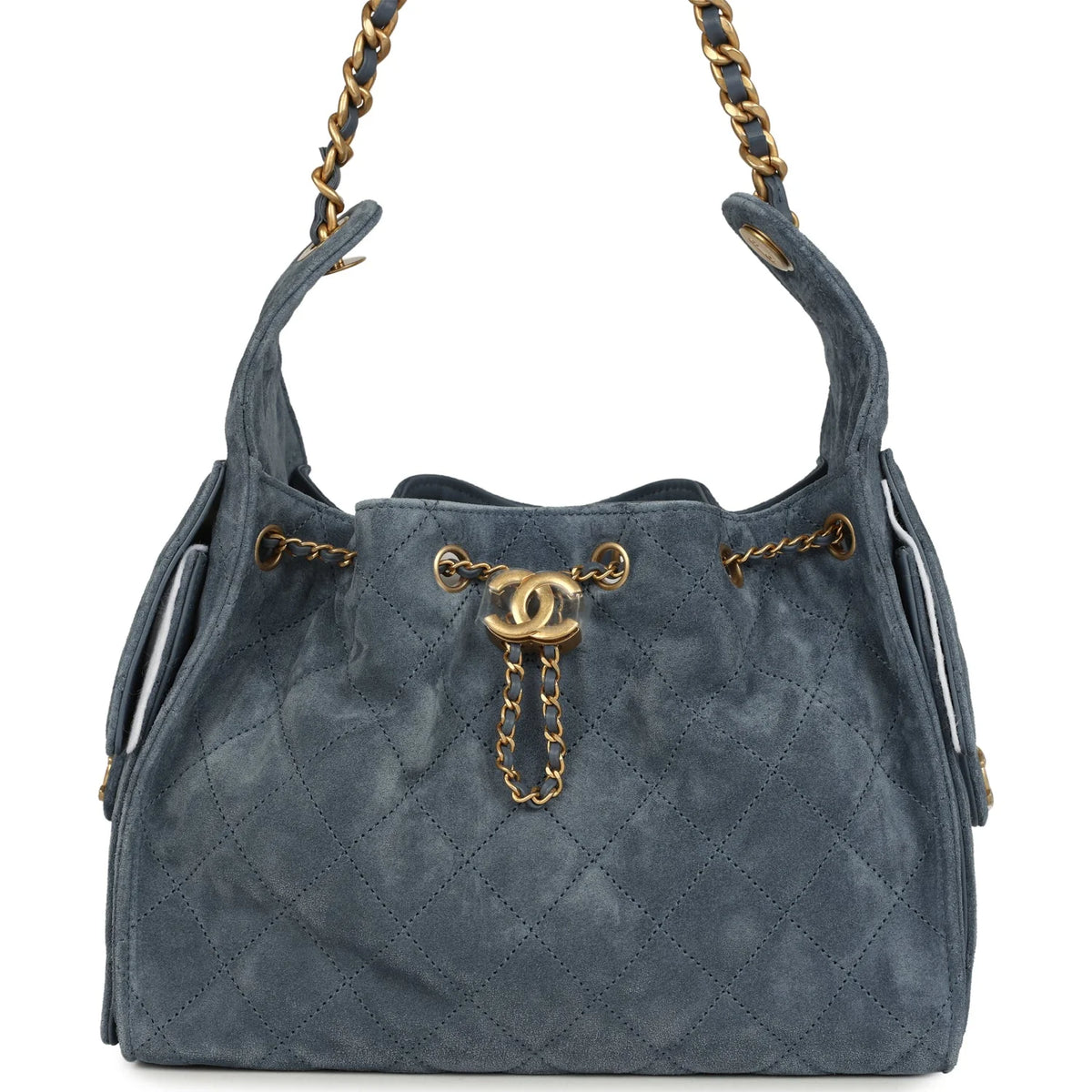 Chanel Small 25 Hobo Bag Blue Suede