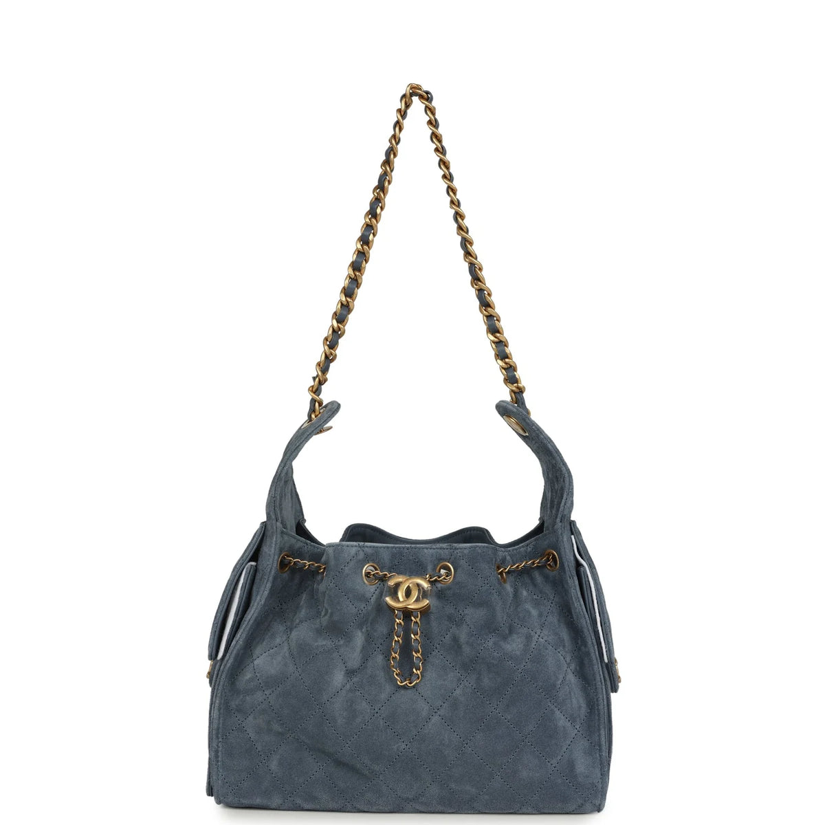 Chanel Small 25 Hobo Bag Blue Suede