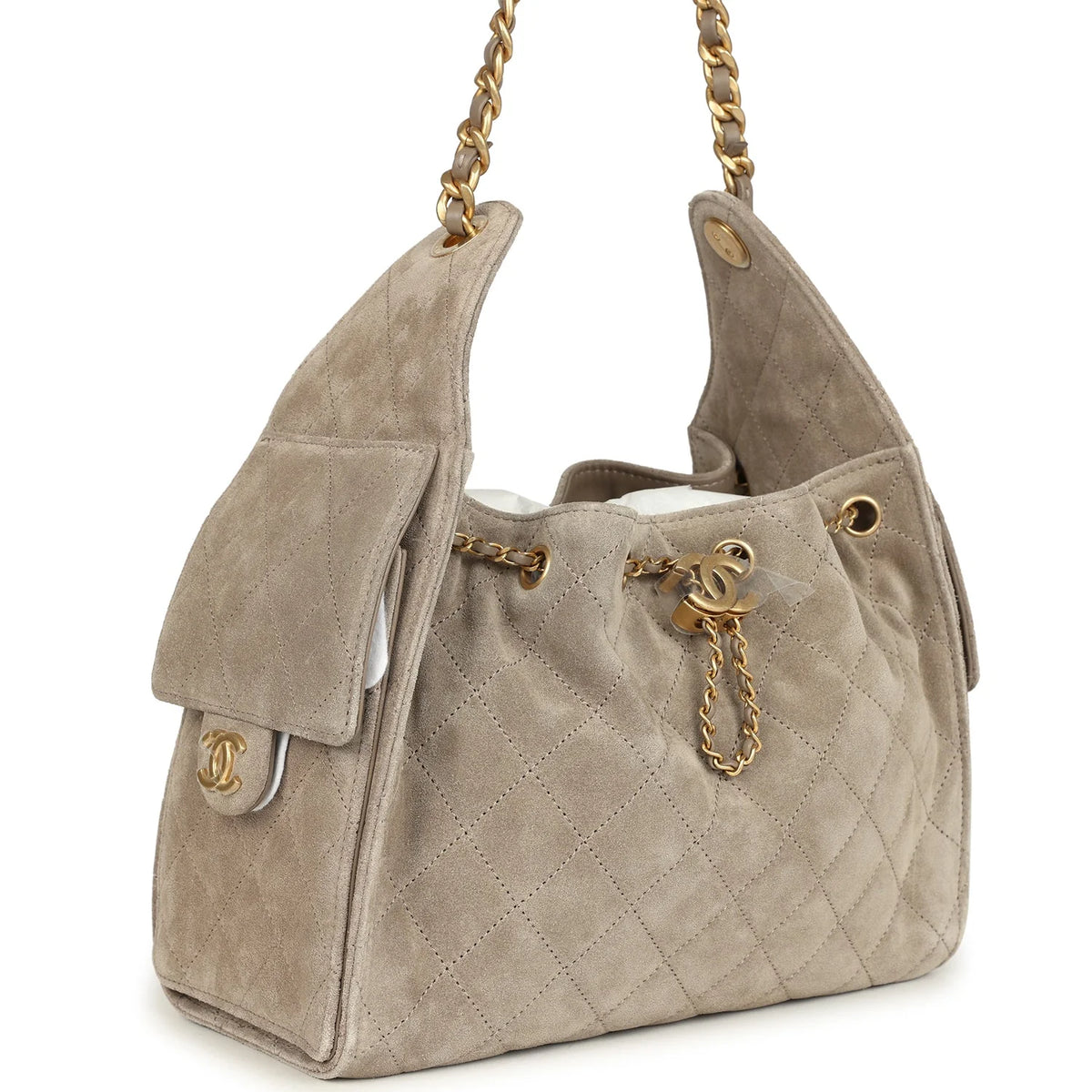 Chanel Small 25 Hobo Bag Dark Grey Suede