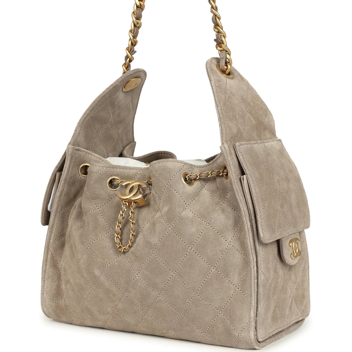 Chanel Small 25 Hobo Bag Dark Grey Suede