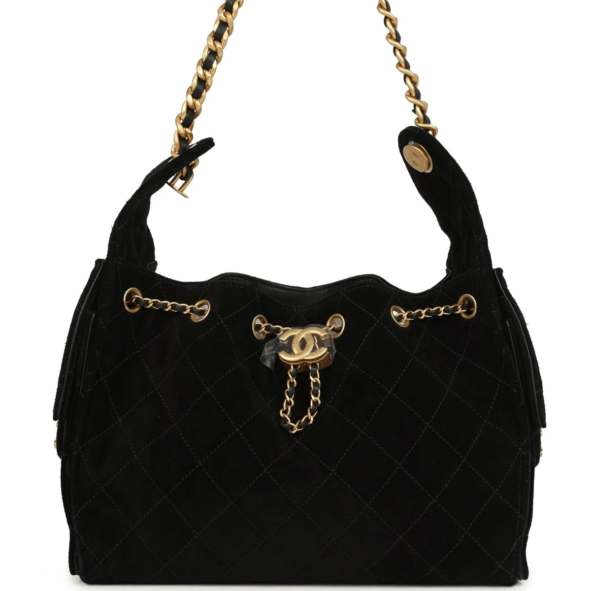 Chanel Small 25 Hobo Bag Black Suede