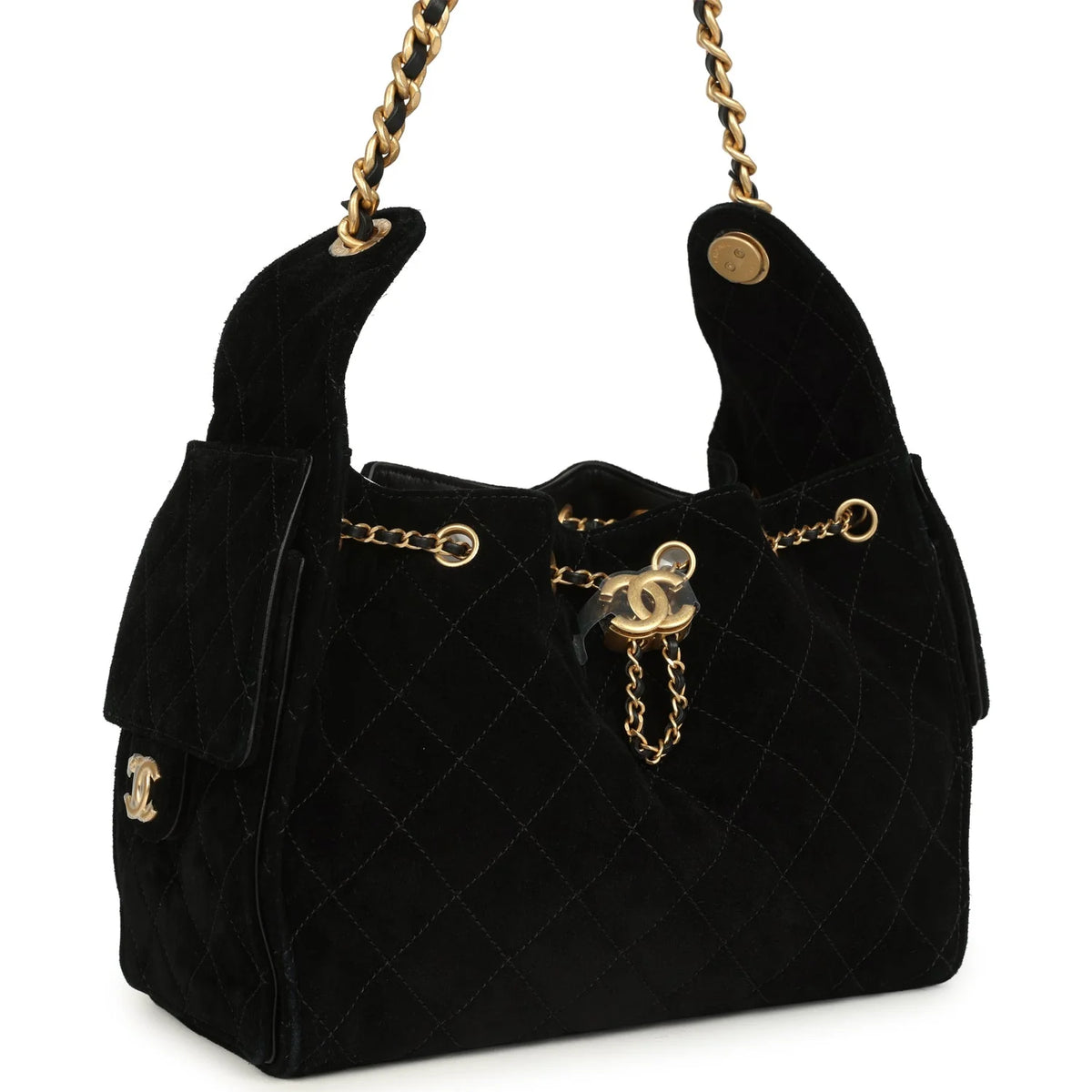 Chanel Small 25 Hobo Bag Black Suede
