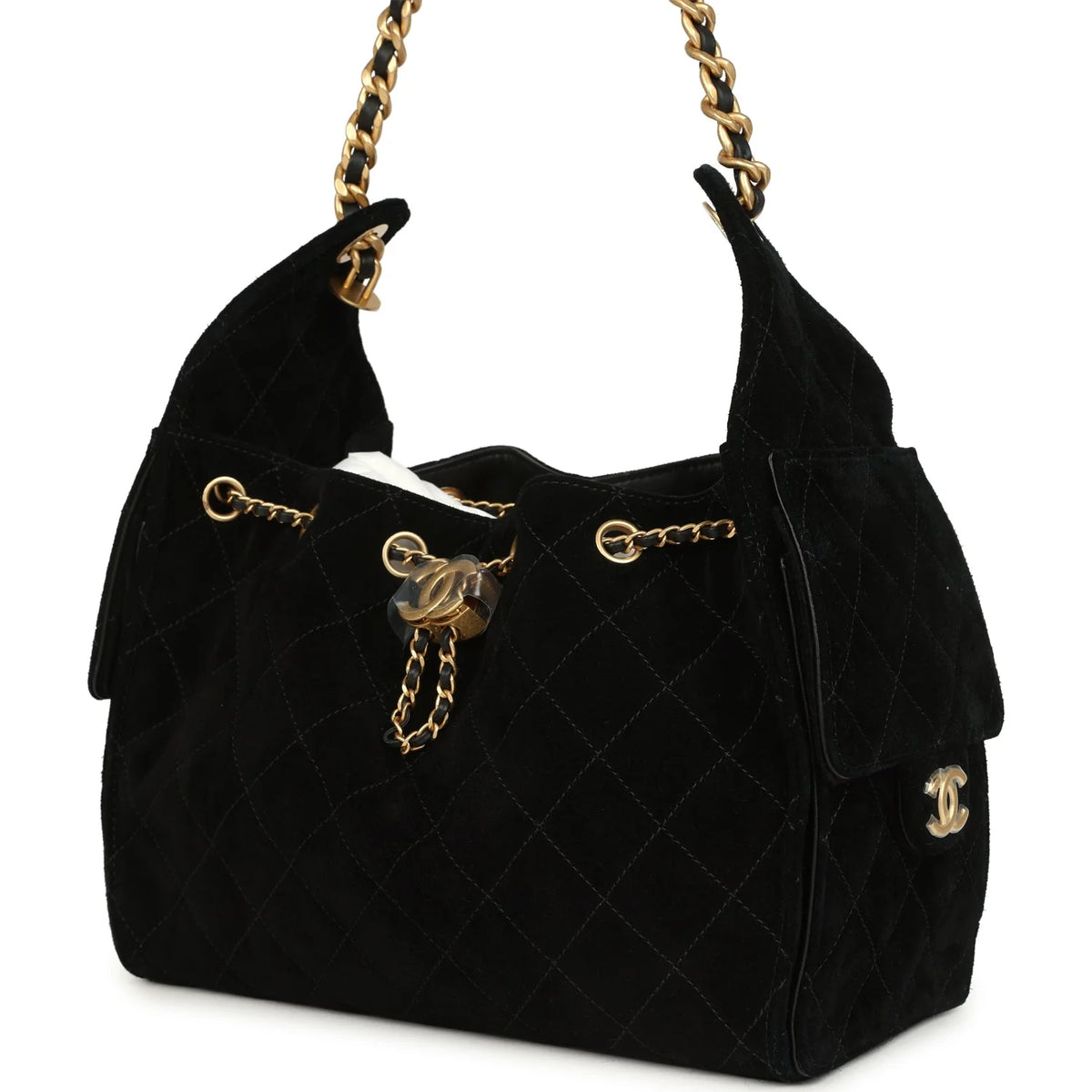 Chanel Small 25 Hobo Bag Black Suede