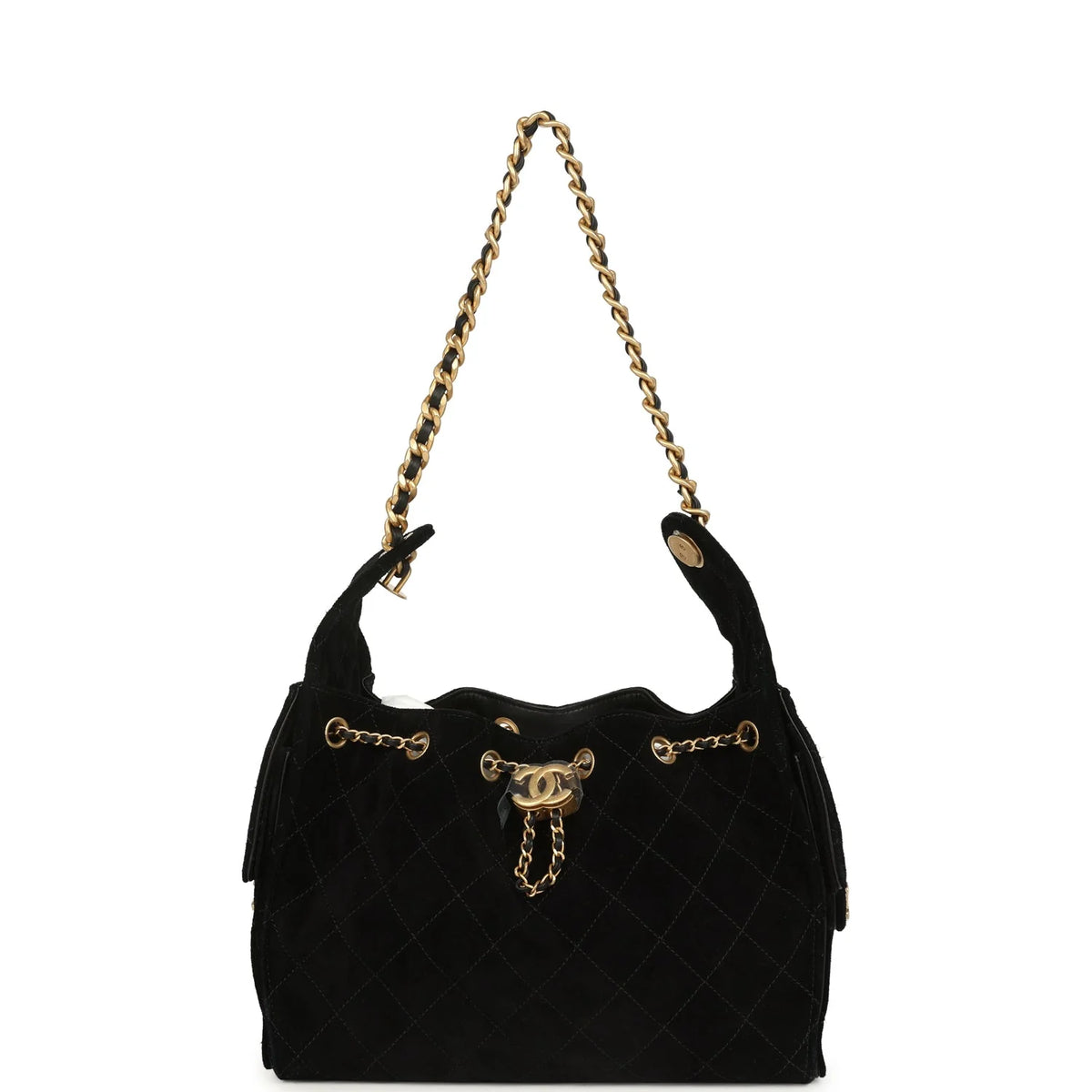 Chanel Small 25 Hobo Bag Black Suede