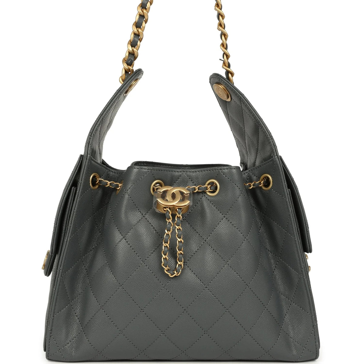 Chanel Small 25 Hobo Bag Dark Grey Caviar