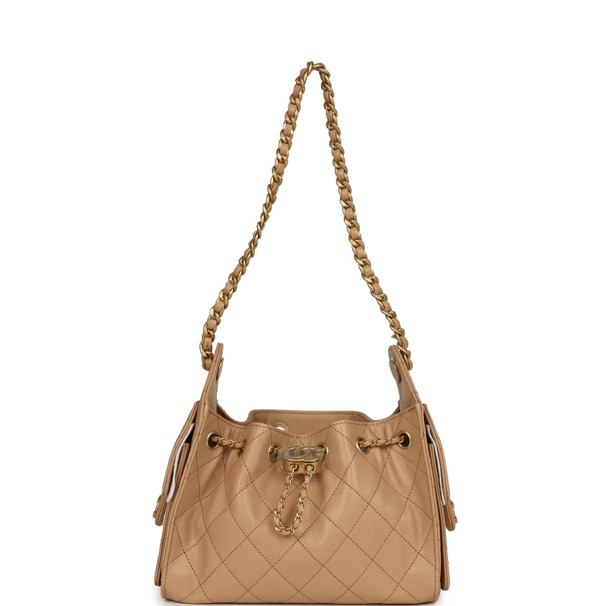 Chanel Mini 25 Hobo Bag Beige Caviar