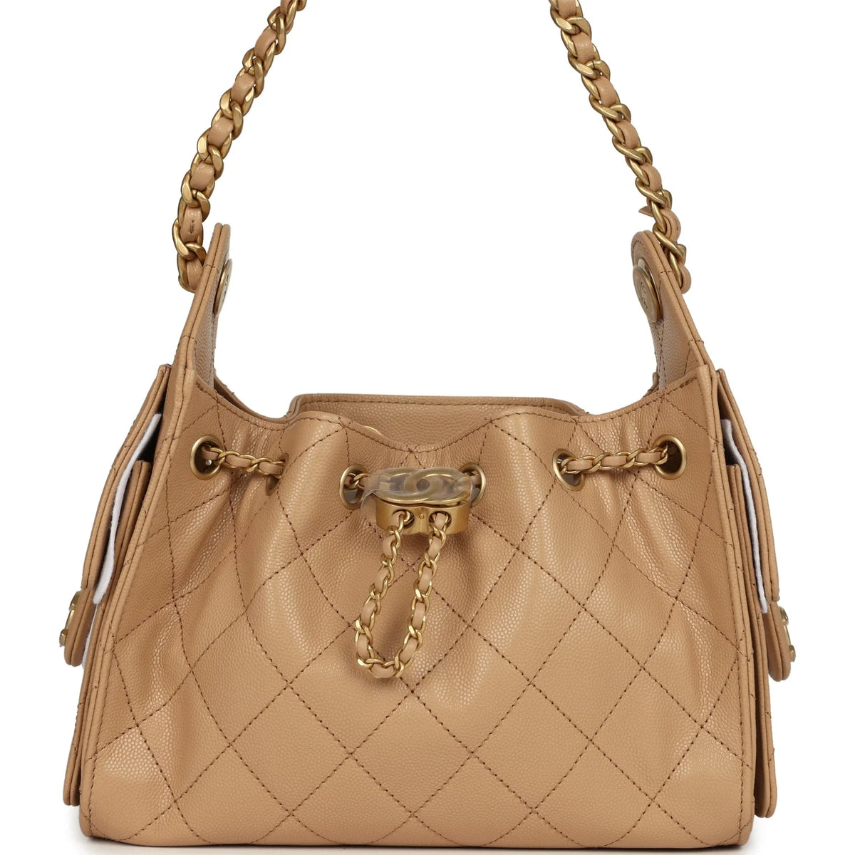 Chanel Mini 25 Hobo Bag Beige Caviar