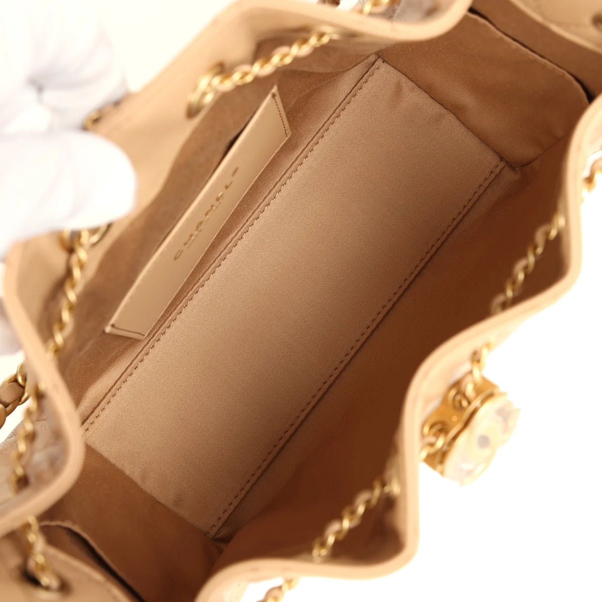 Chanel Mini 25 Hobo Bag Beige Caviar