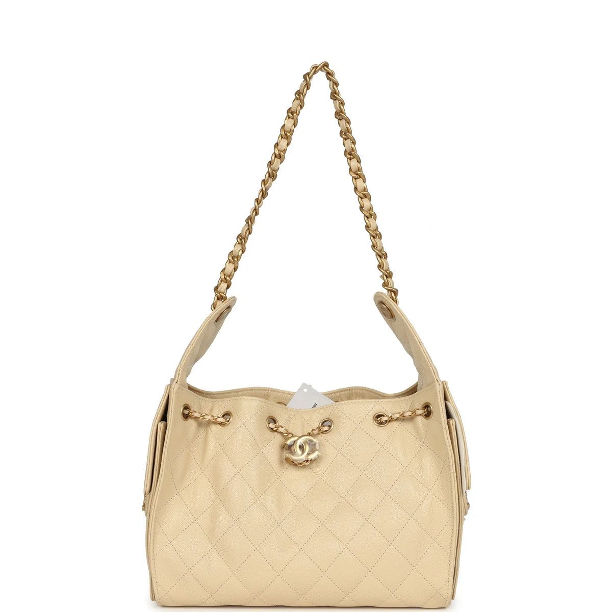 Chanel Small 25 Hobo Bag Light Beige Caviar