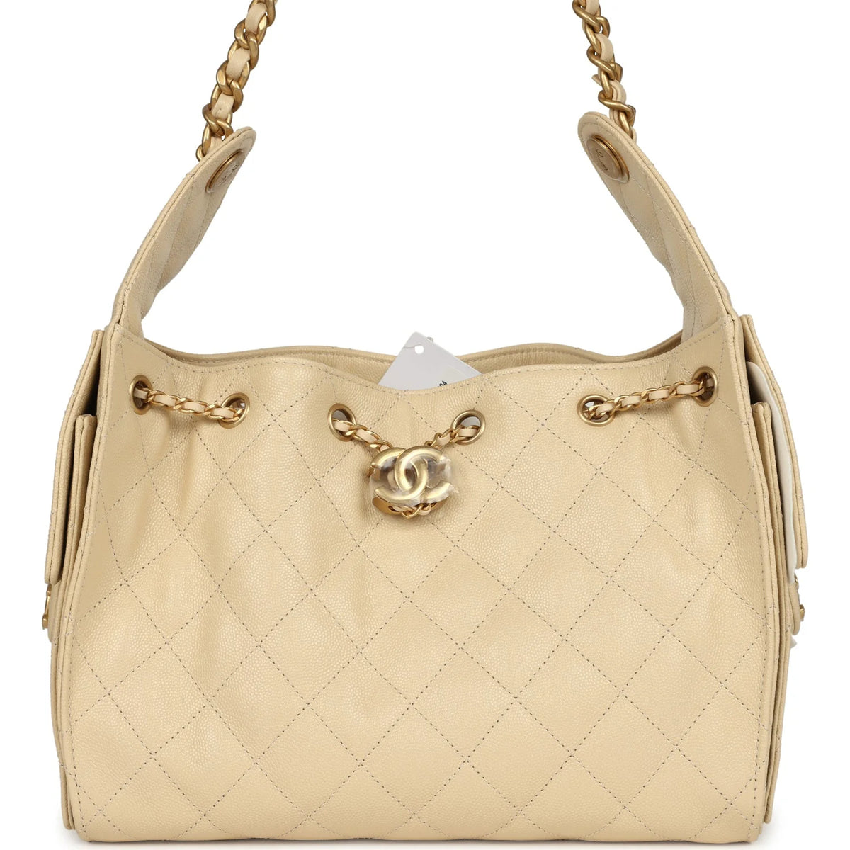 Chanel Small 25 Hobo Bag Light Beige Caviar