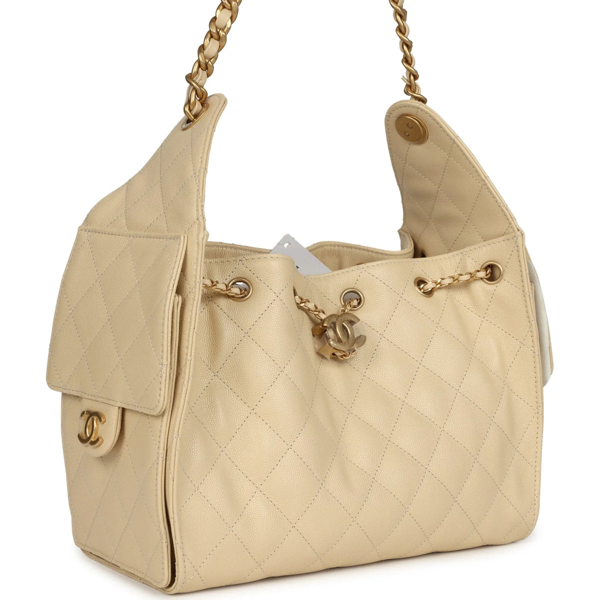Chanel Small 25 Hobo Bag Light Beige Caviar