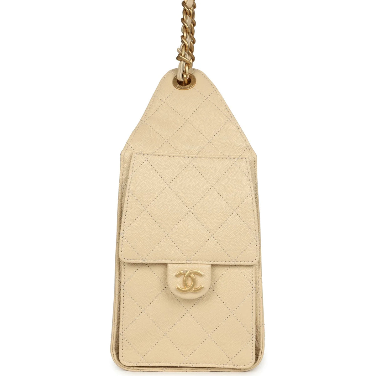 Chanel Small 25 Hobo Bag Light Beige Caviar