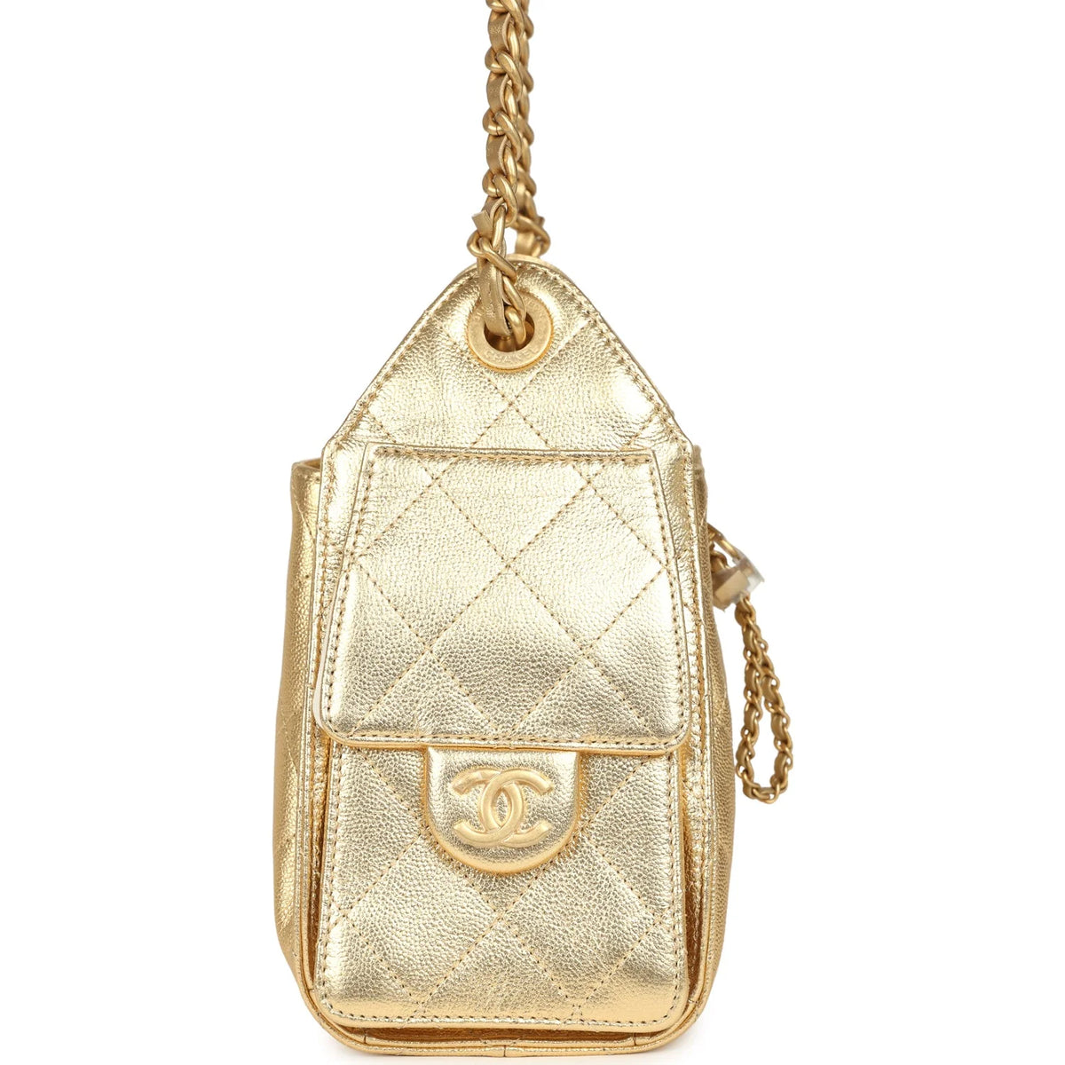 Chanel Mini 25 Hobo Bag Metallic Gold Caviar