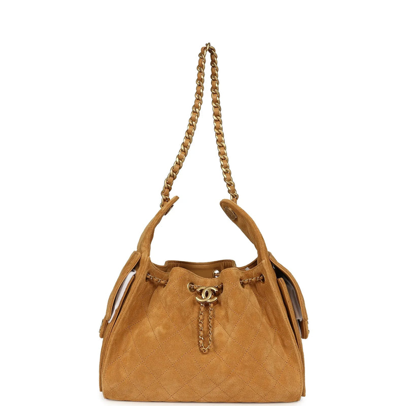 Chanel Small 25 Hobo Bag Tan Suede