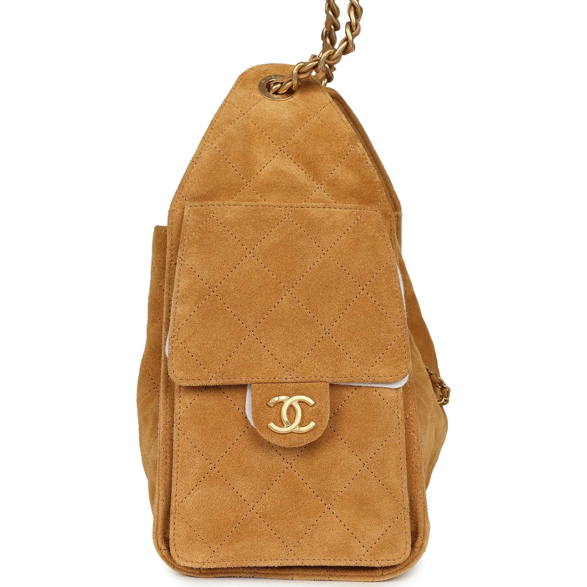 Chanel Small 25 Hobo Bag Tan Suede