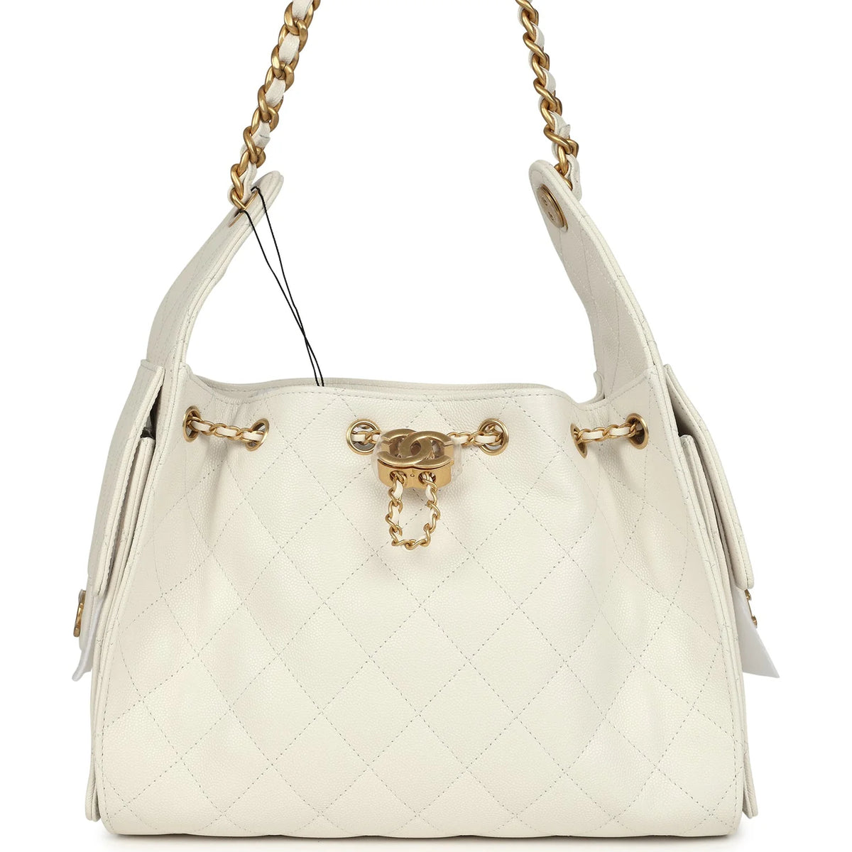 Chanel Small 25 Hobo Bag White Caviar