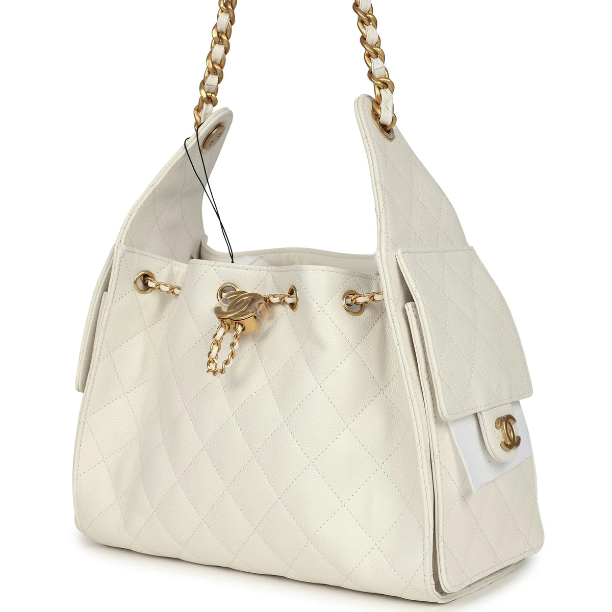 Chanel Small 25 Hobo Bag White Caviar