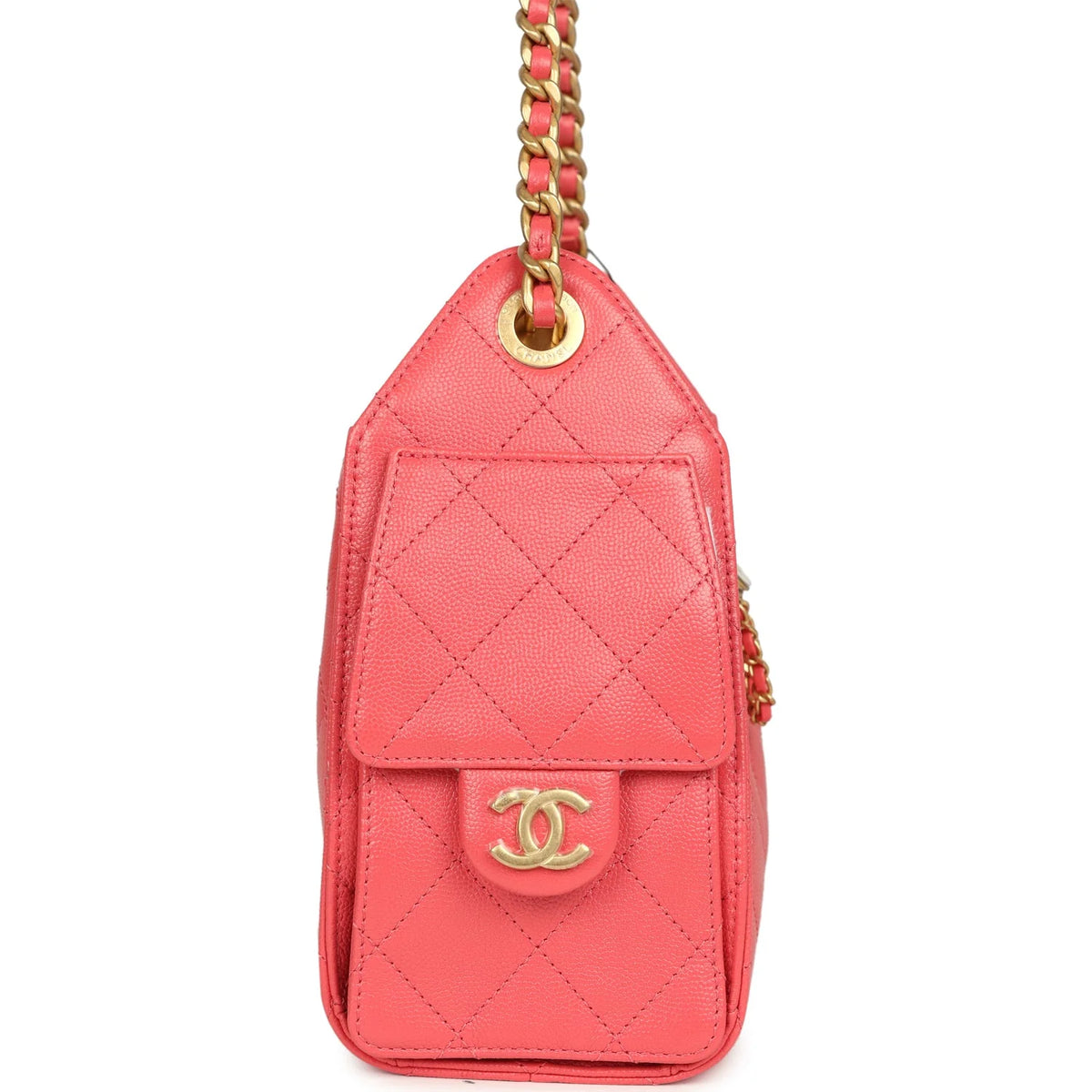 Chanel Mini 25 Hobo Bag Coral Pink Caviar