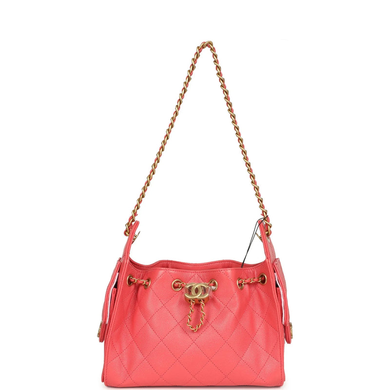Chanel Mini 25 Hobo Bag Coral Pink Caviar