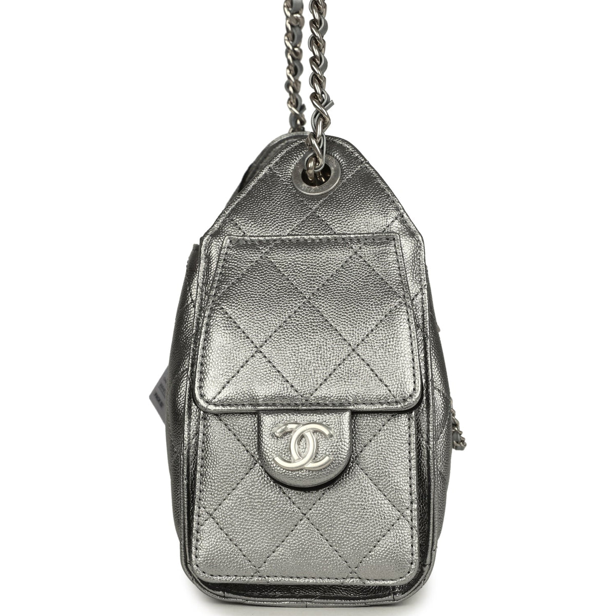 Chanel Mini 25 Hobo Bag Metallic Caviar Silver