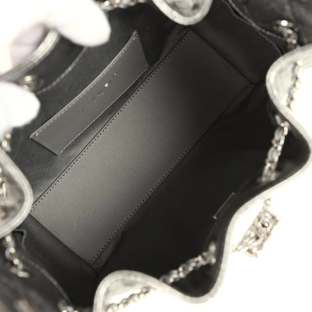 Chanel Mini 25 Hobo Bag Metallic Caviar Silver