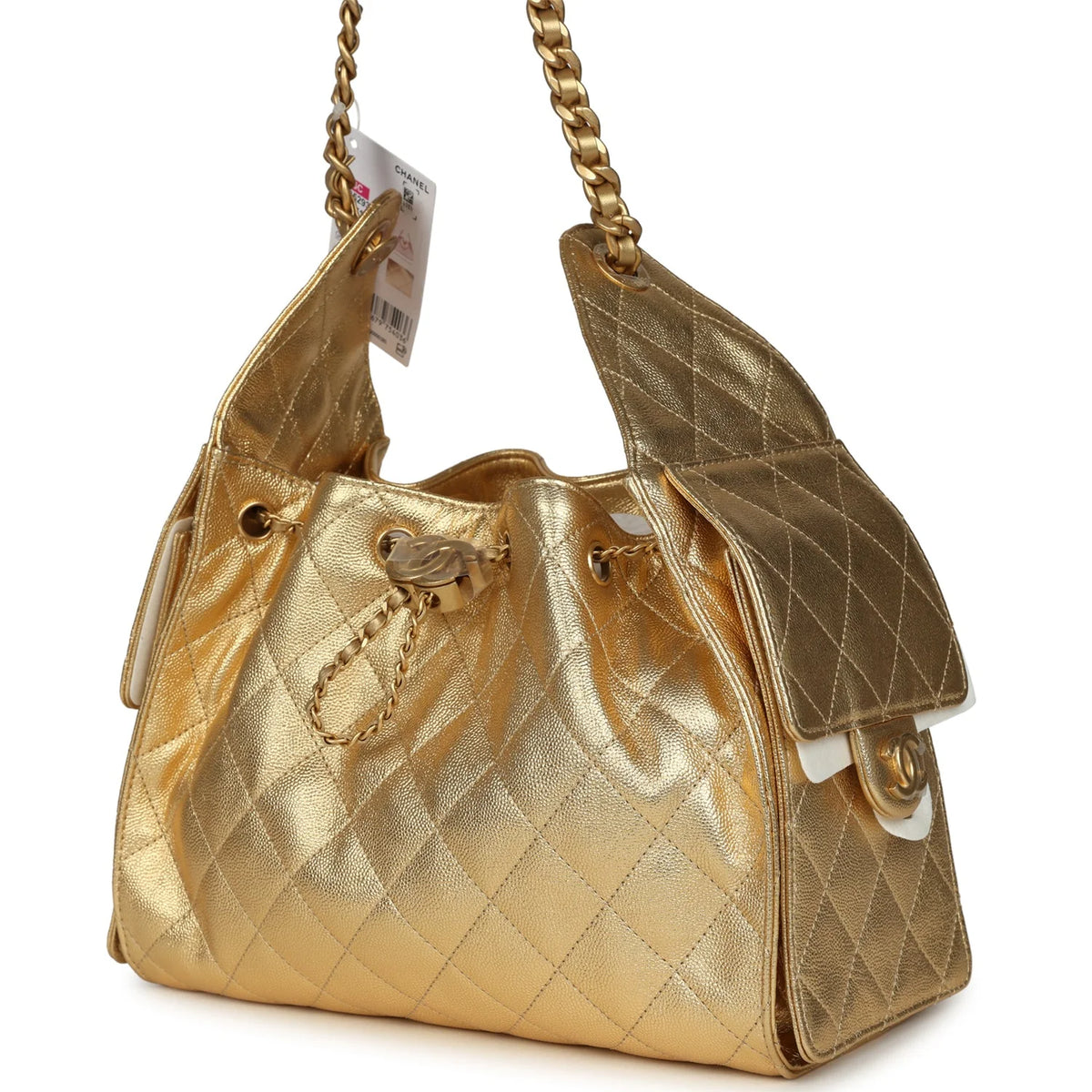 Chanel Small 25 Hobo Bag Metallic Gold Caviar