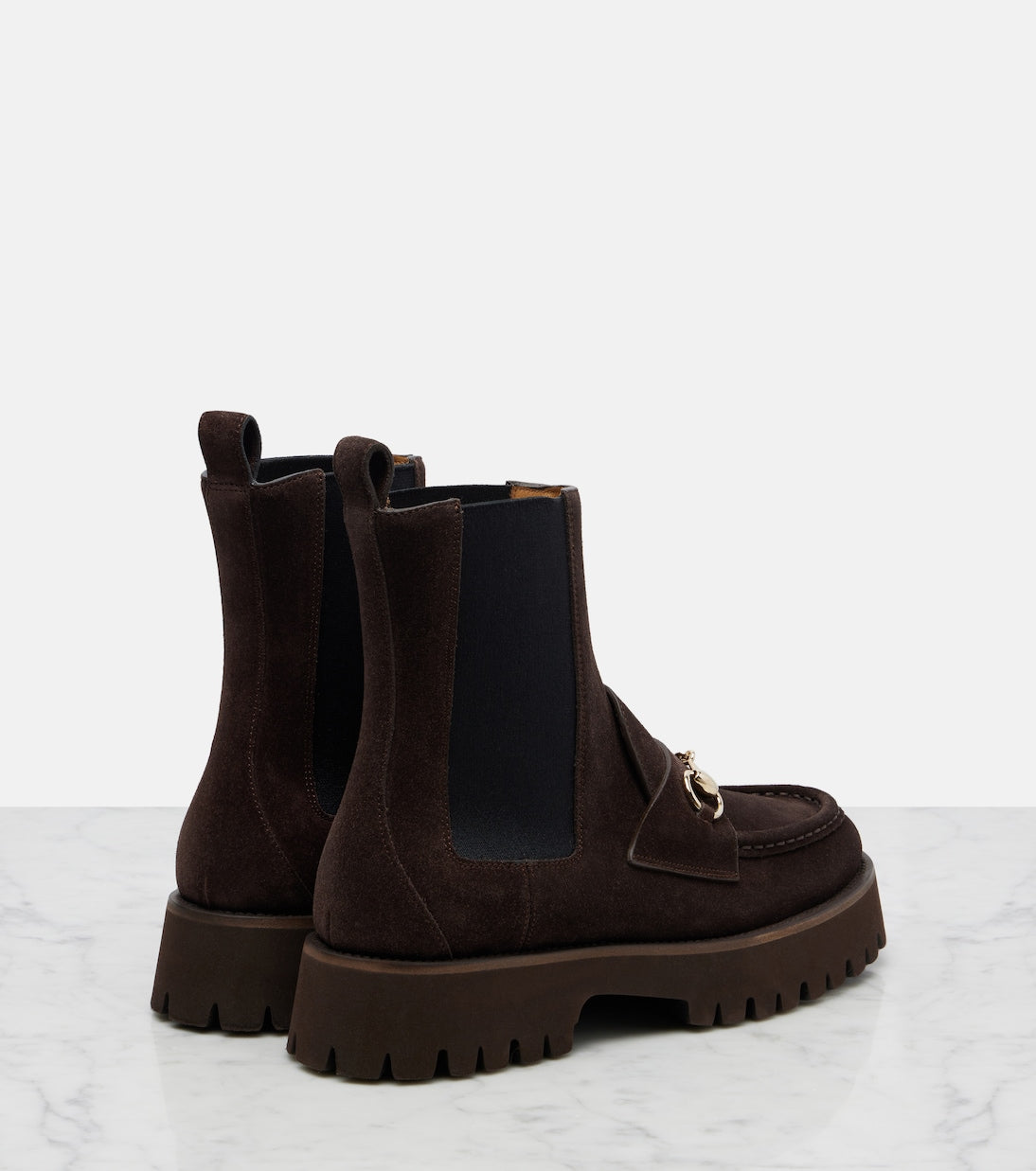 Gucci Sylke Suede Chelsea Boots – Brown