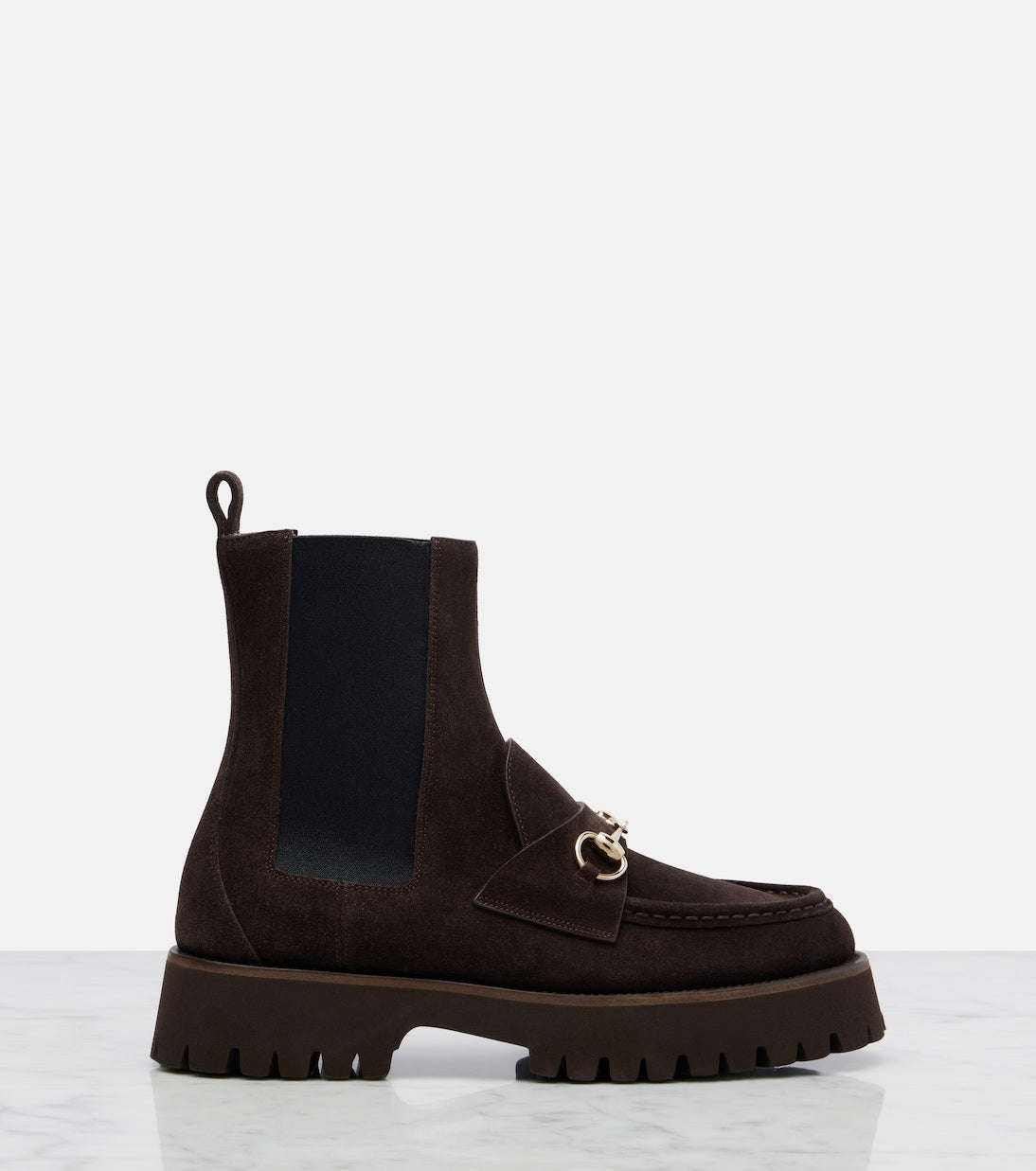 Gucci Sylke Suede Chelsea Boots – Brown
