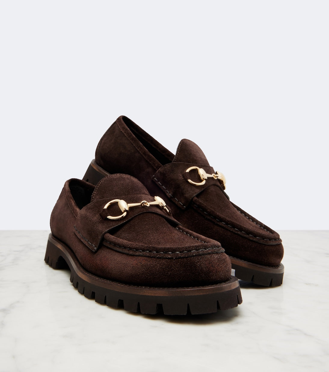 Gucci Sylke Horsebit Suede Loafers – Brown