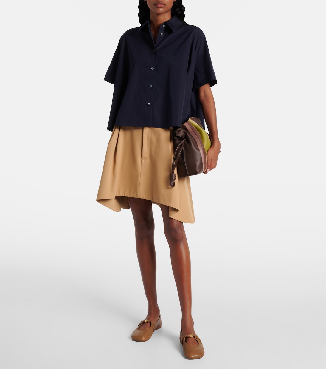 Loewe Pebble Leather Ballet Flats – Brown