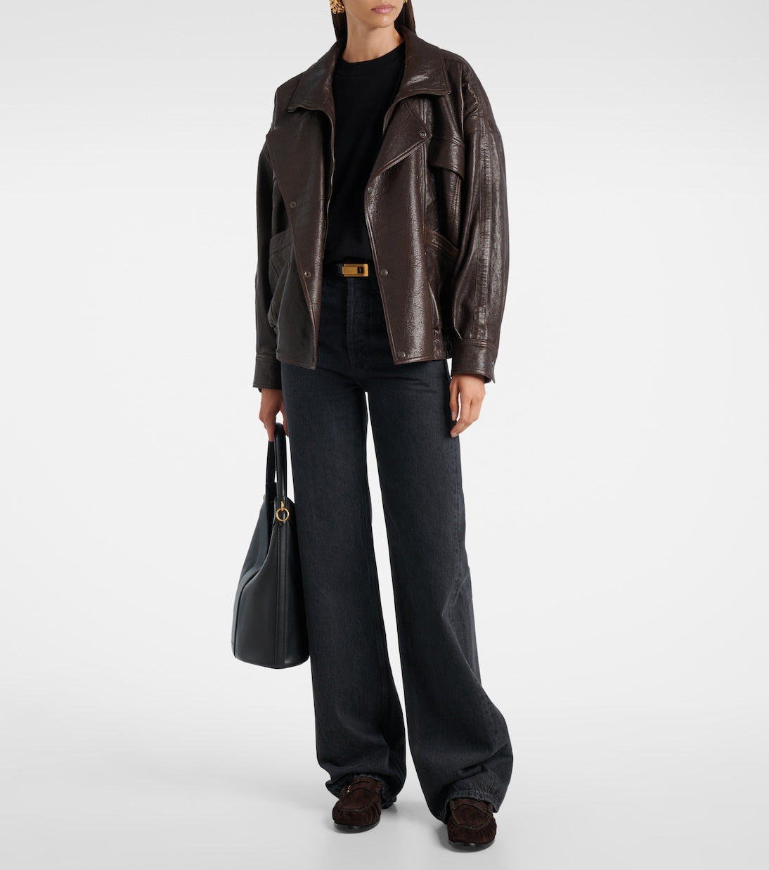 Saint Laurent Le Loafer Cassandre Suede Penny Loafers – Brown