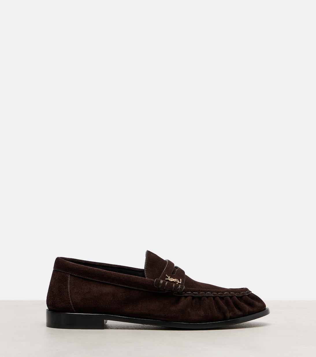 Saint Laurent Le Loafer Cassandre Suede Penny Loafers – Brown