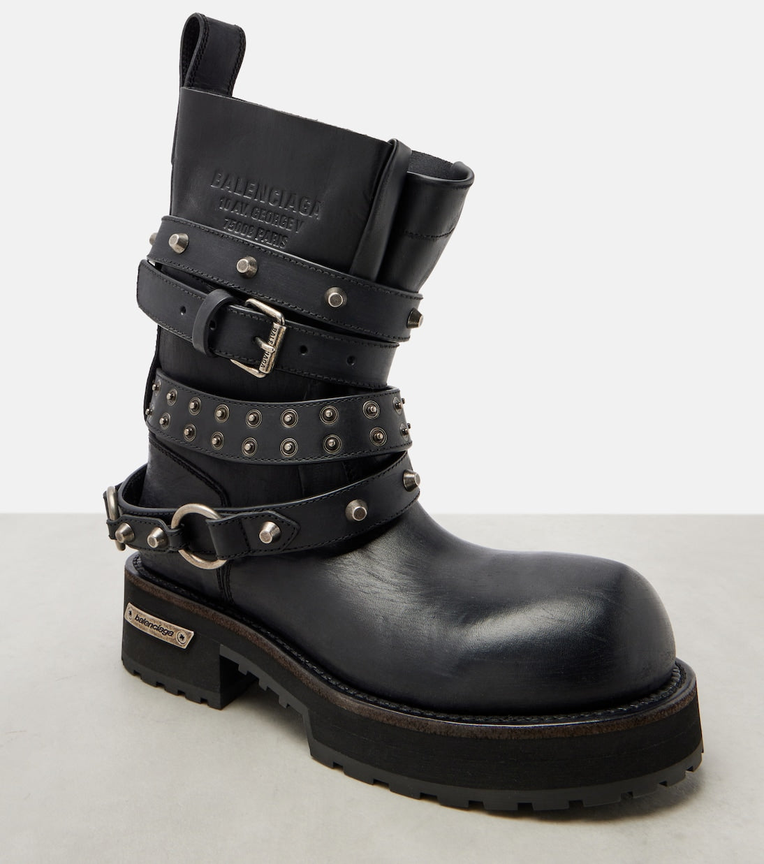 Balenciaga Venom City Leather Biker Boots – Black